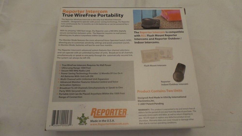Boxed Reporter Wireless Portable 4-Channel Intercoms - Pair (RWIS)