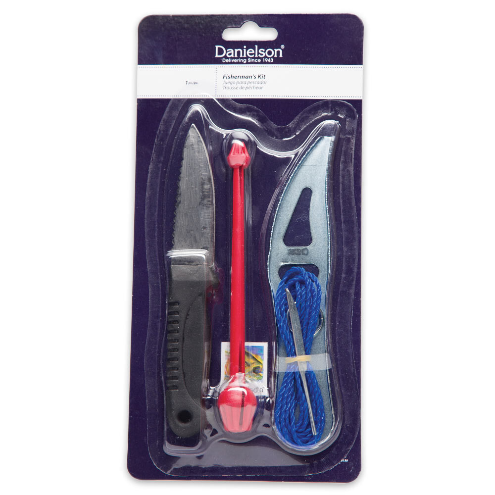 DANIELSON 4pc FISHERMANS ESSENTIALS TOOL KIT KNIFE HOOK REMOVER SCALER STRINGER