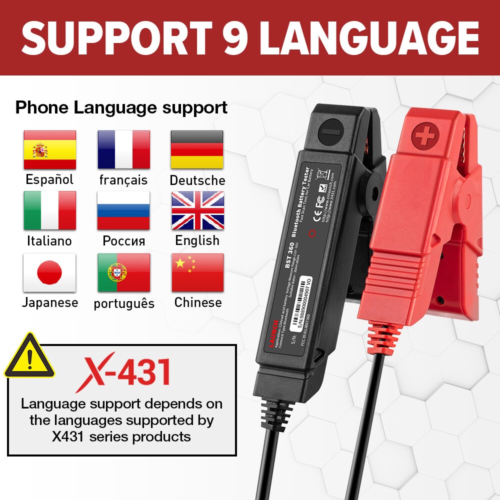 LAUNCH X431 BST360 Battery Tester Clip Analyzer Bluetooth 12V 2000CCA Voltage*^