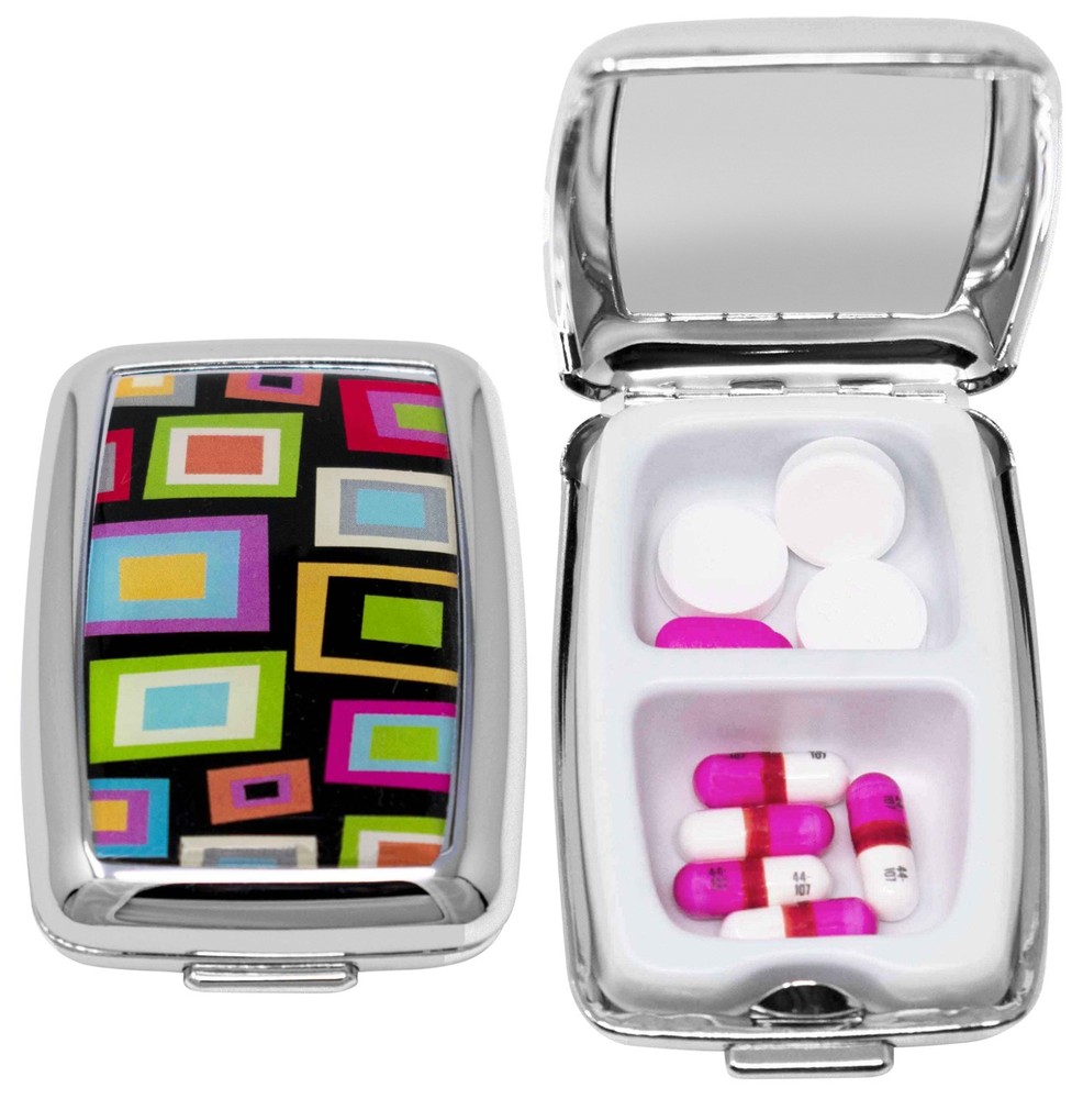 Set of 2 Rectangular Compact Pill Boxes With 2 Compartments