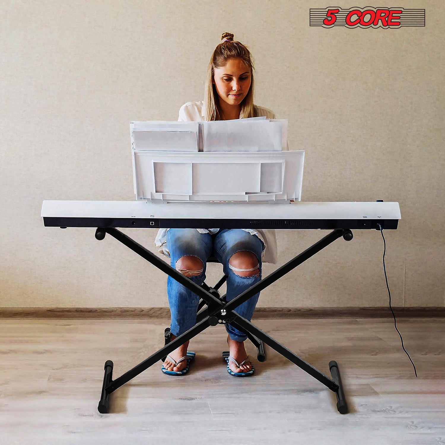 5 Core Keyboard Stand Adjustable Professional Metal Electric for 49 61 76 Key