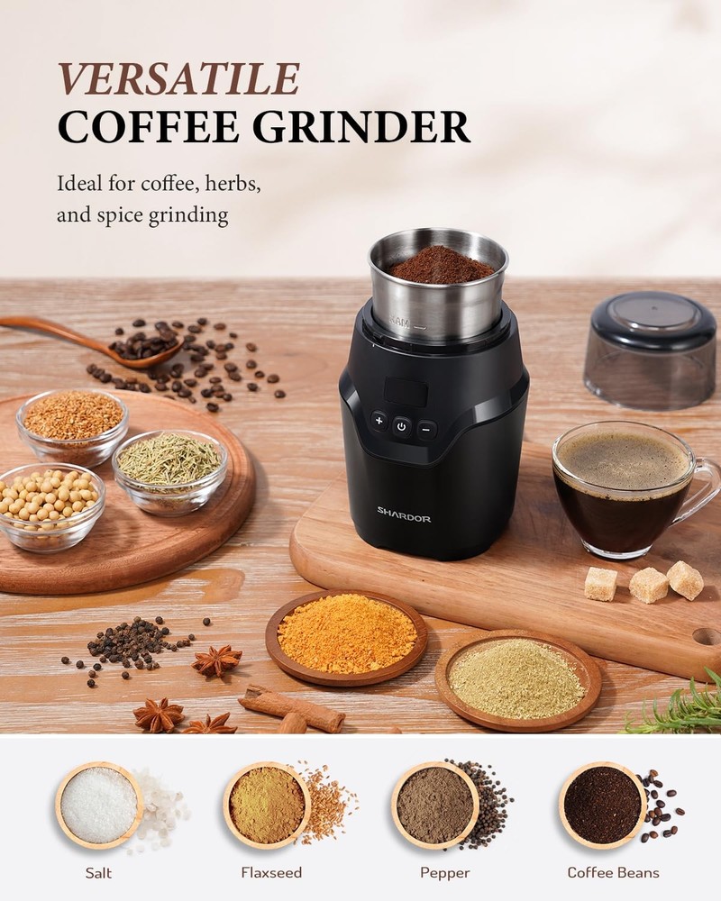 SHARDOR Adjustable Electric Coffee Grinder - Super Silent & Multi-functional