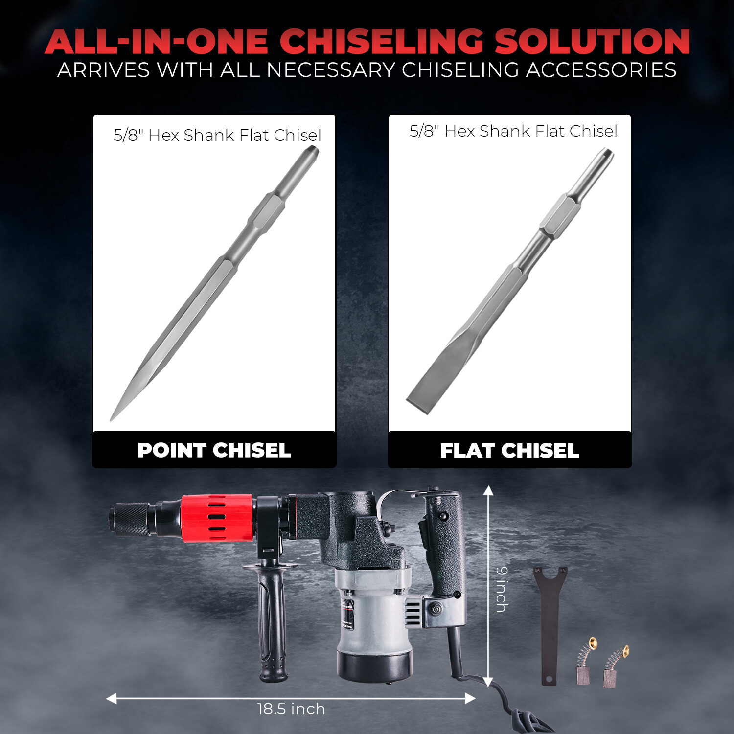 XtremepowerUS 1000W Demolition Electric Chipping Jack Hammer w/ Chisel Bit Set