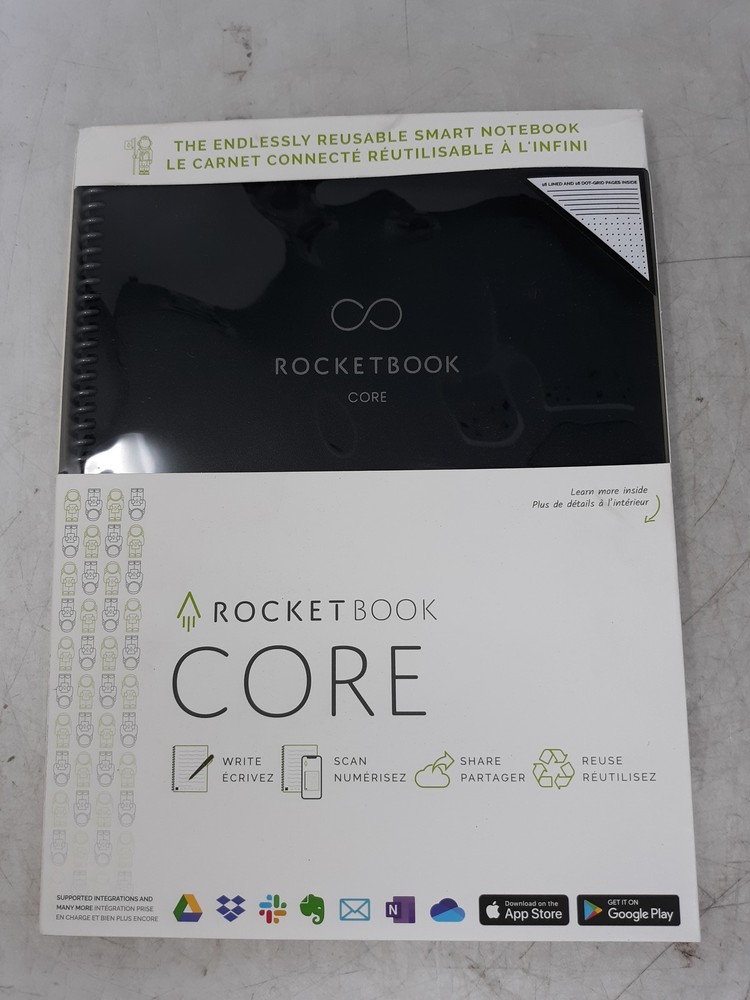 Rocketbook Core Smart Notebook - Reusable, Black, Dot Grid/Lined Pages