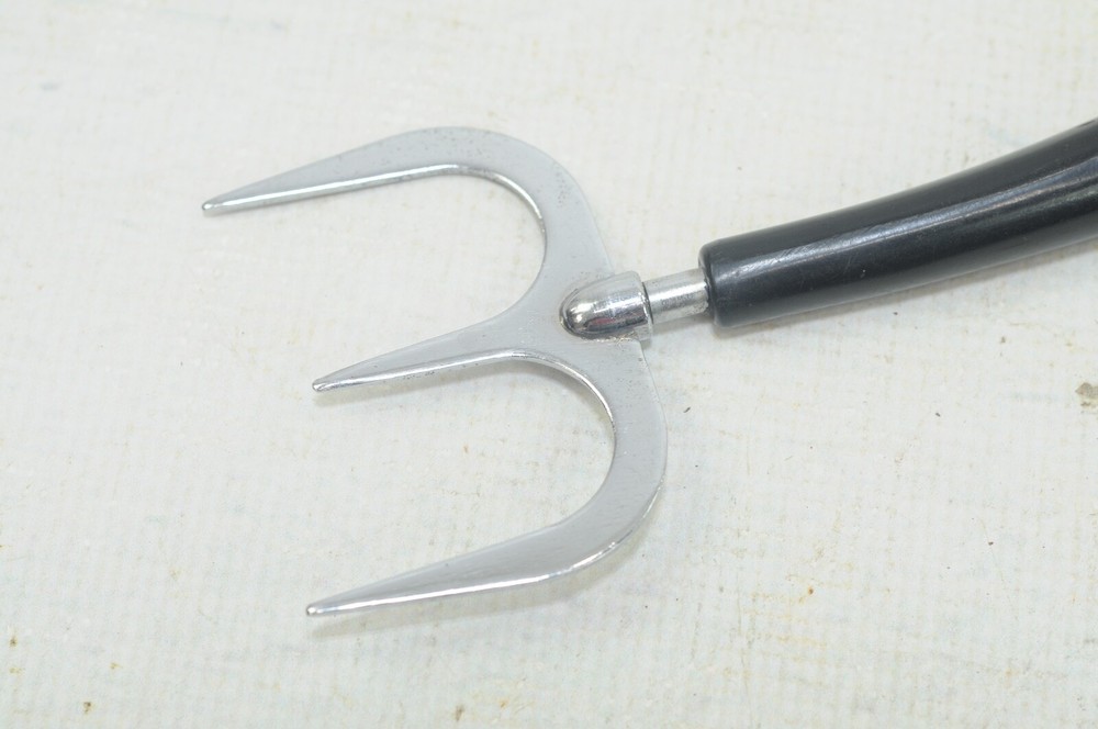 Vintage . Stainless With Black Bakelite Handle Carving Meat Fork Serving Tool