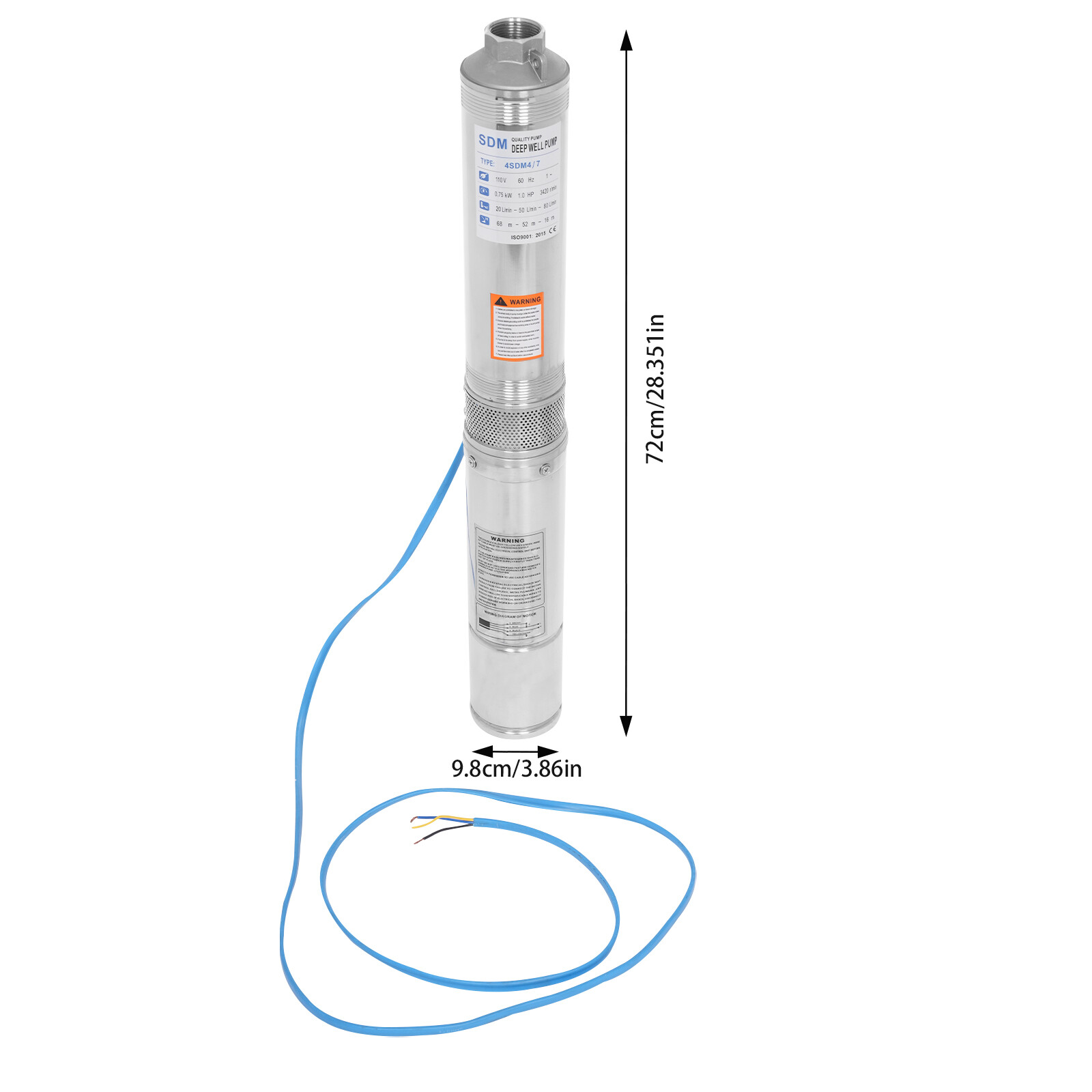 Submersible Pump, Deep Well Pump, Deep Well Pump for Farm Irrigation 1HP 110V