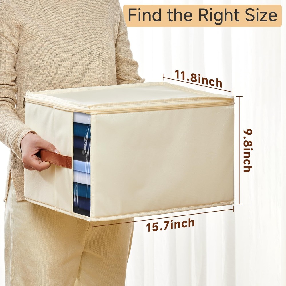 KitHero Clothes Storage Bins with Sturdy Frames, Medium x 3 Packs, White