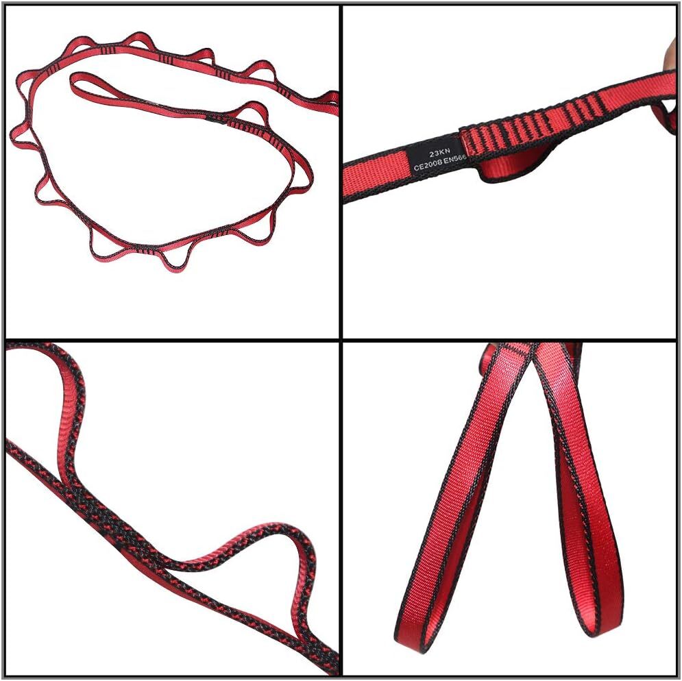 DASKING 2pcs Adjustable Daisy Chains 23KN Strong Climbing Strap Nylon Red