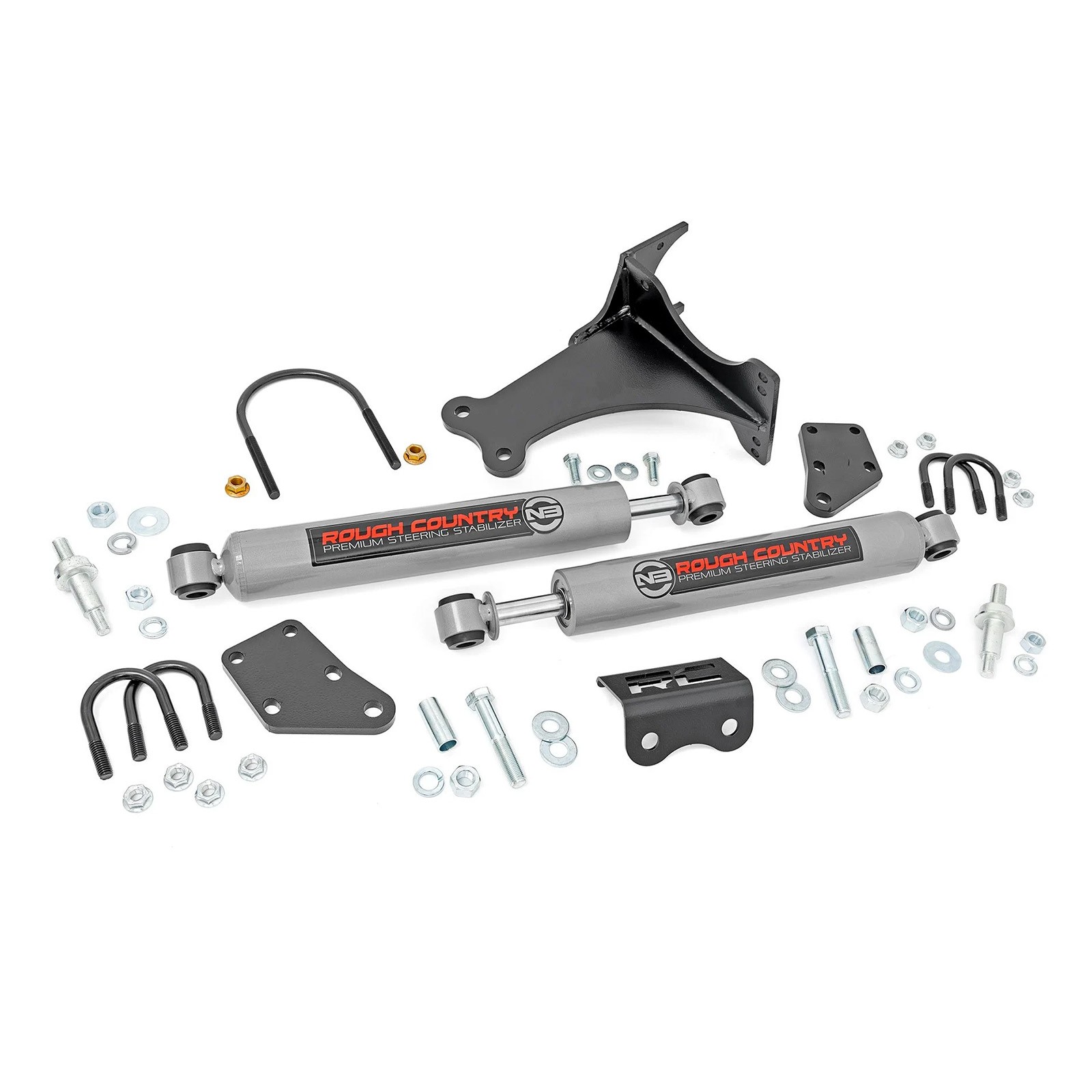 Rough Country N3 Dual Steering Stabilizer for Ford F-250 F-350 4WD w/ 2-8" Lift
