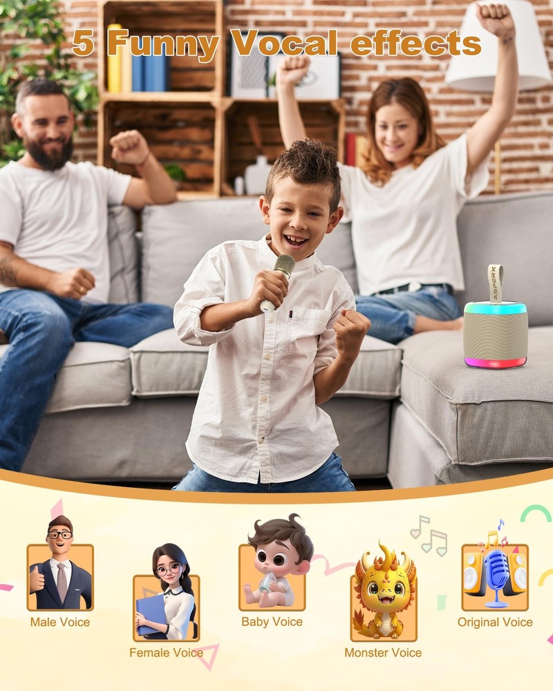 Karaoke Machine Portable Bluetooth Speaker with 2 Wireless Mics - 2500mAh