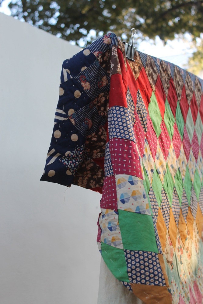 Antique Diamond Patchwork Quilt RARE