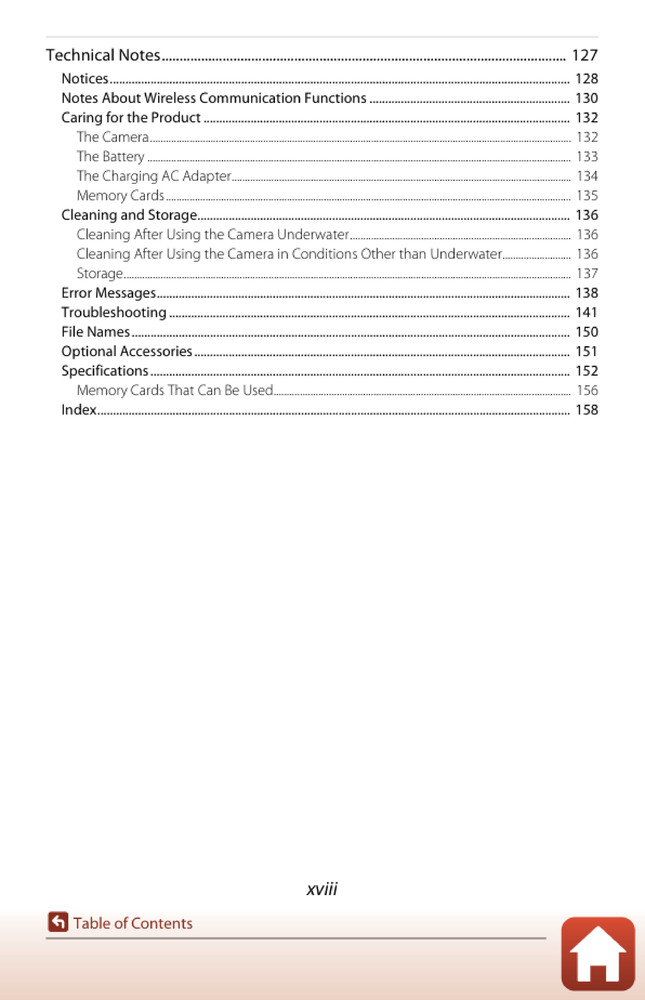 Nikon COOLPIX W100 — User Reference Manual — 1/2 Size, 5.5" x 8.5" Small Compact