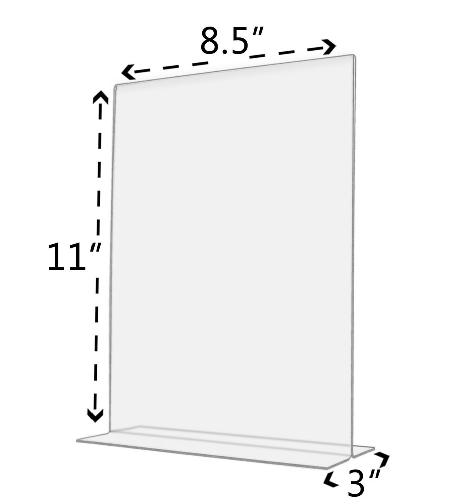 Sign Holder Bottom Loading 8.5" x 11" Frames For Counter Top Clear Acrylic