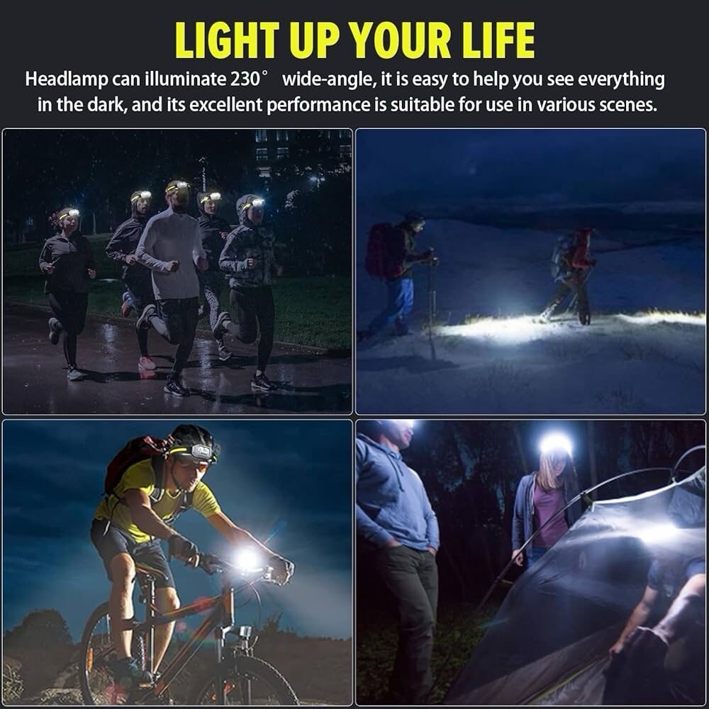 2 Pack Headlamp Flashlight, 1000 Lumen Ultra-Light LED Rechargeable Headlight