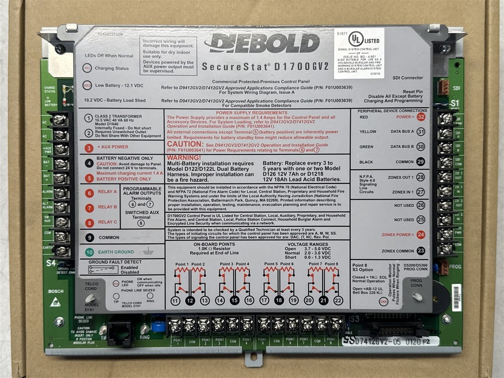 DIEBOLD SECURESTAT D1700GV2 ALARM CONTROL PANEL W/ MODULES D7412GV2 NEW OPEN BOX