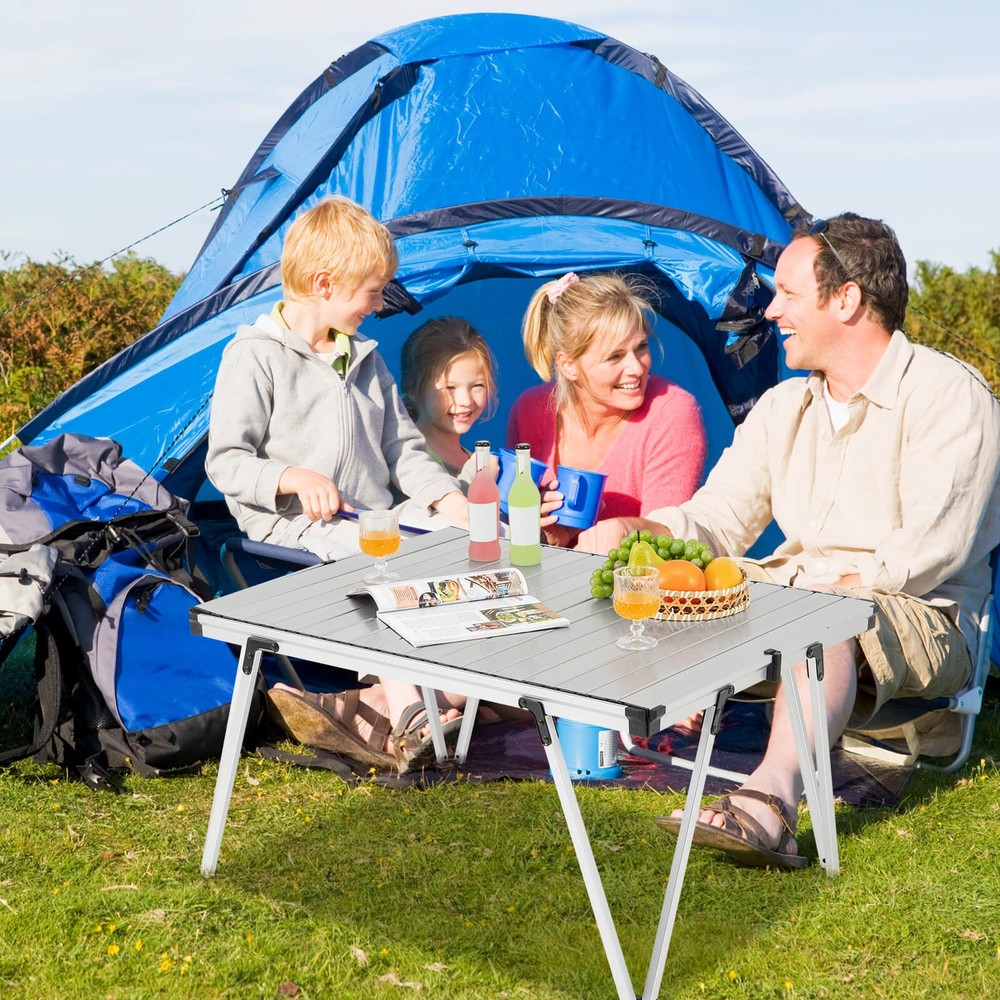 Folding Camping Table w/ Storage Bag and Waterproof Desktop Aluminum Structure