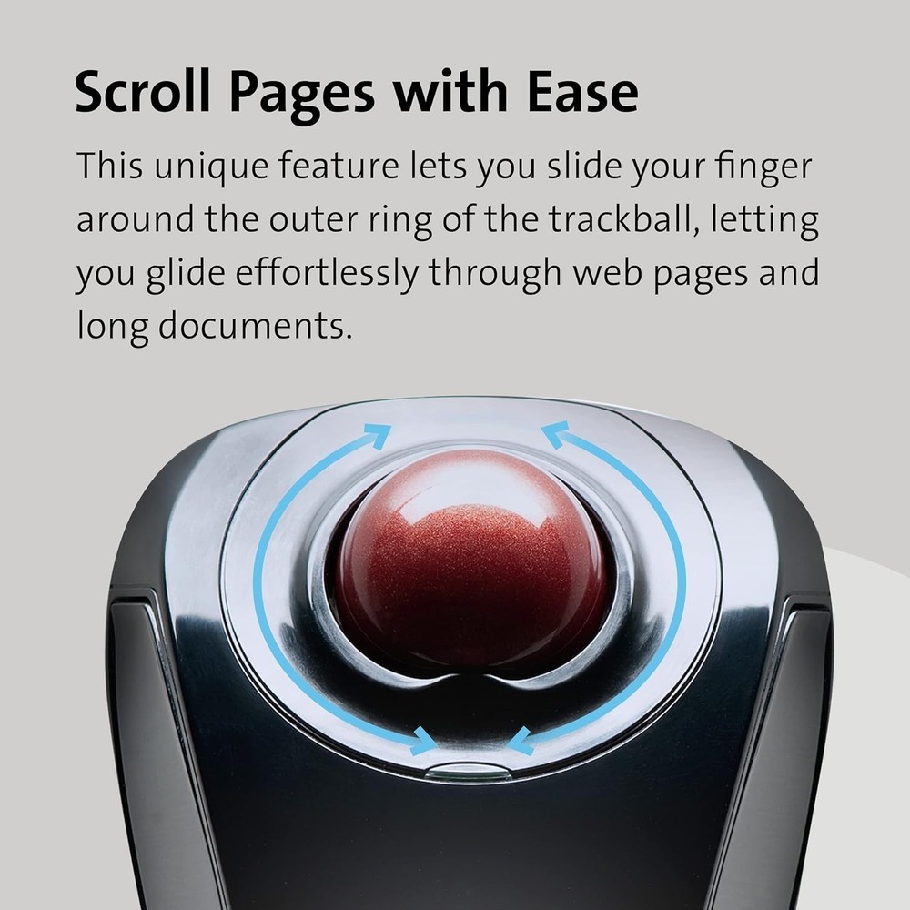 Orbit Wireless Trackball Mouse - Touch Scroll, Optical, Ambidextrous, 2.4GHz