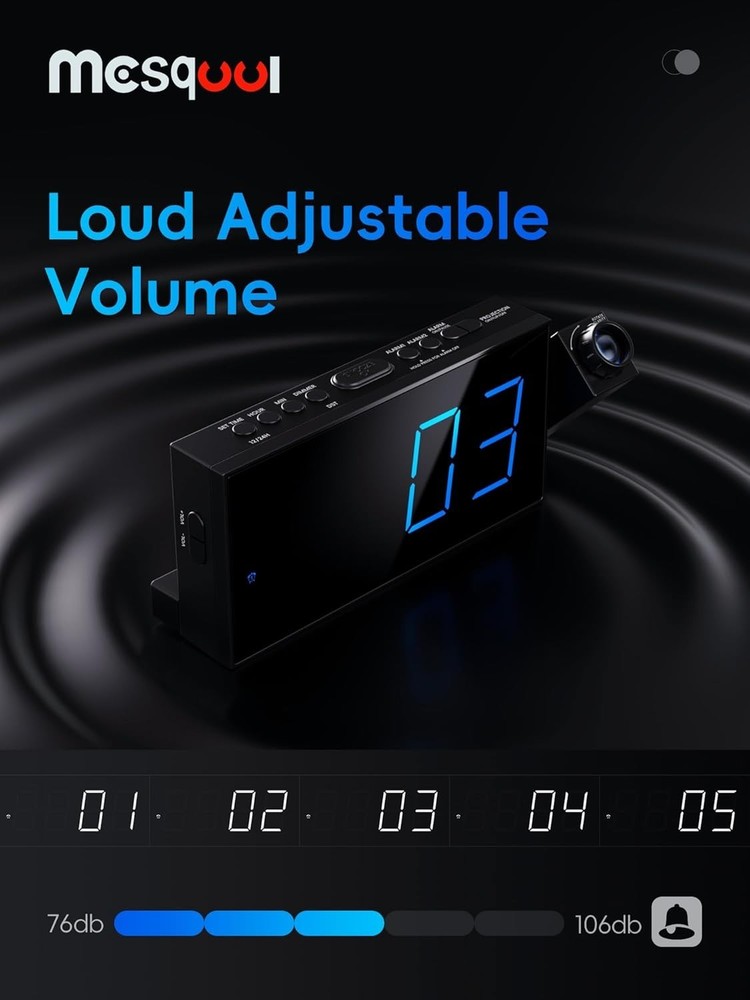 Stylish Digital Projection Clock with Battery Backup & Adjustable Brightness