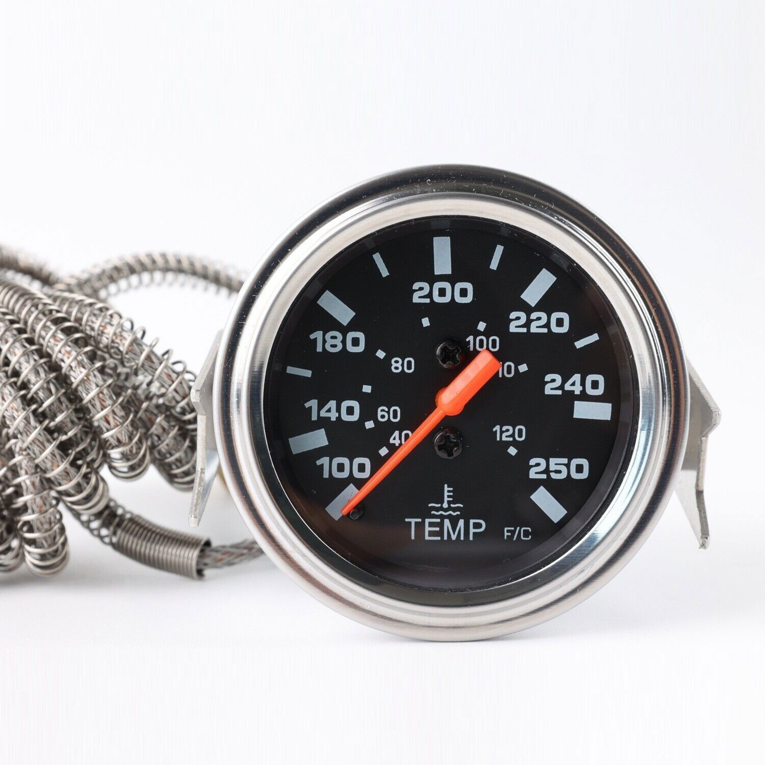 2'' 52mm Chrome Pointer Water Temp Temperature Gauge Mechanical Black Face ℃ / ℉