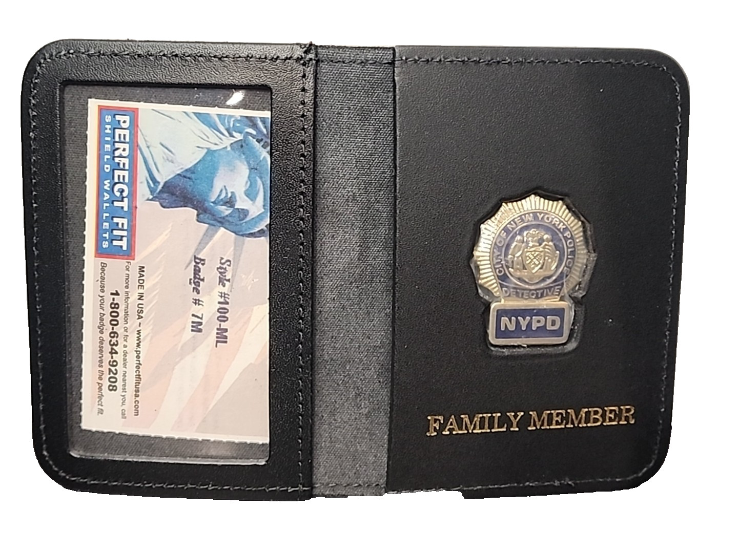 rare NEW vintage NYPD DETECTIVE Family Member Leather Wallet Mini police Badge