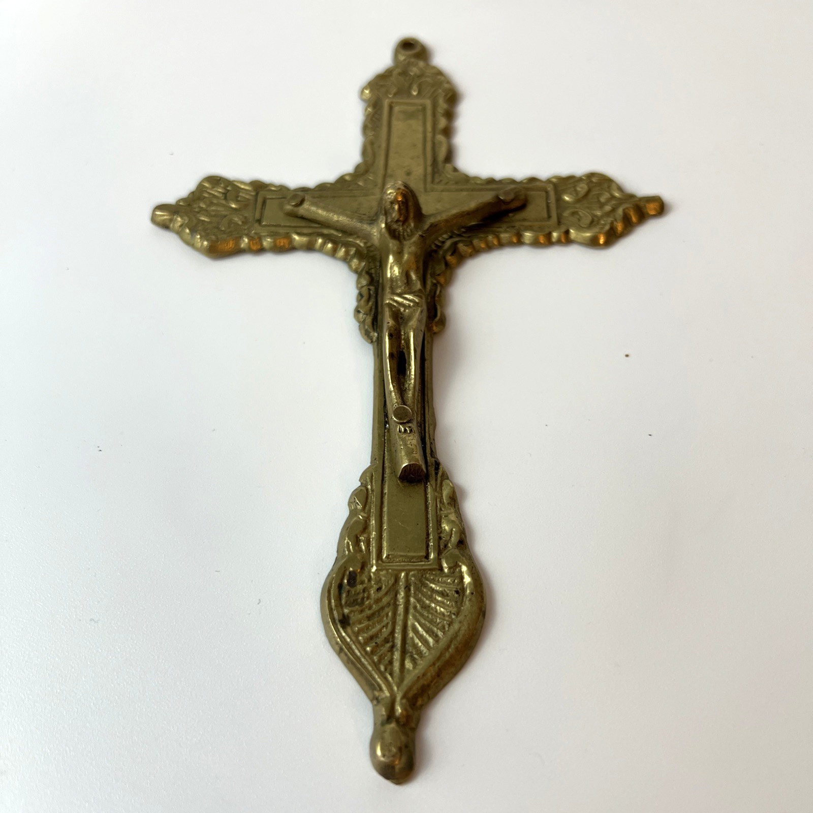 Vintage Ornate Brass Crucifix Wall Hanging Cross Catholic Religious Jesus
