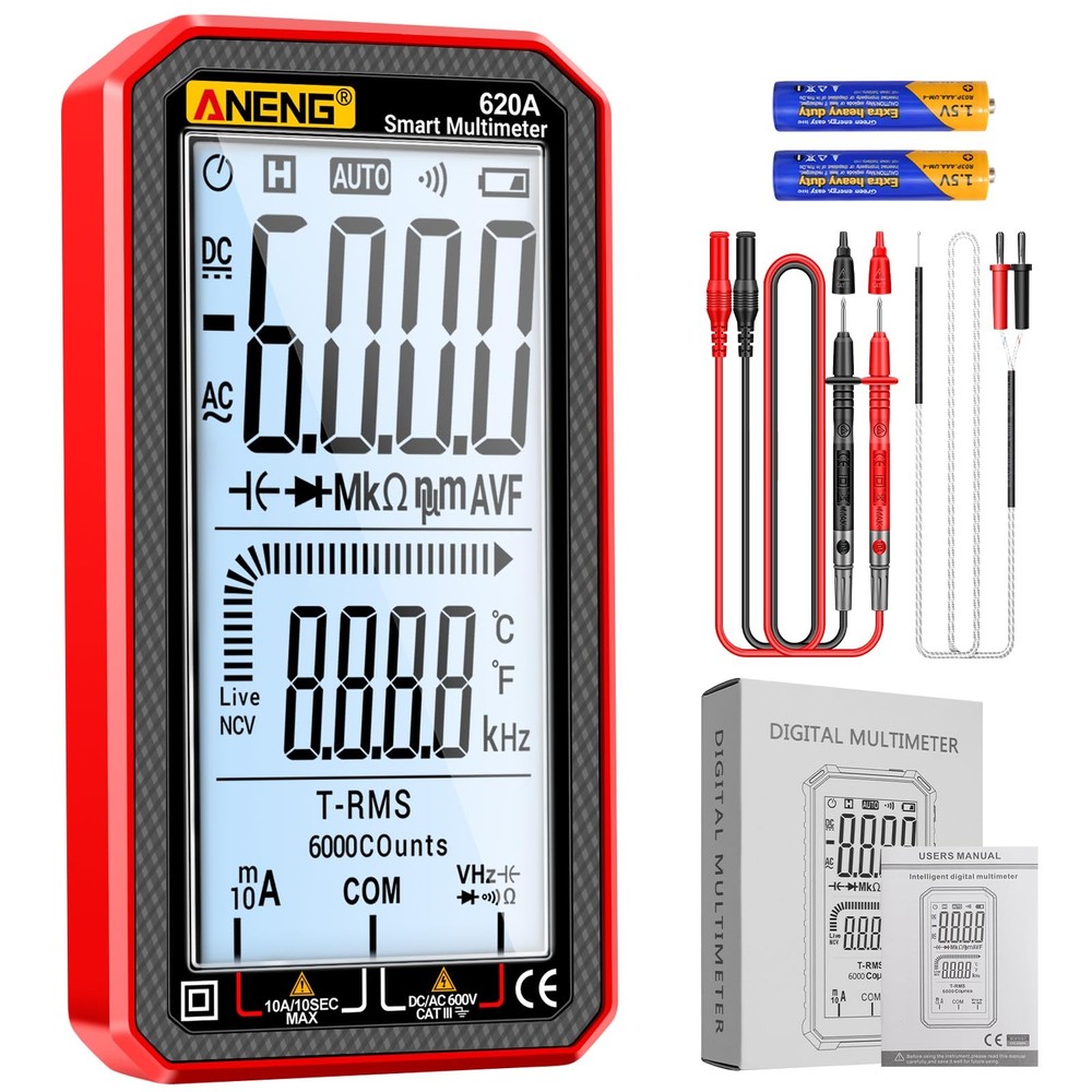 Digital Multimeter, Voltmeter Smart Electrical Tester 6000 Counts with 620A