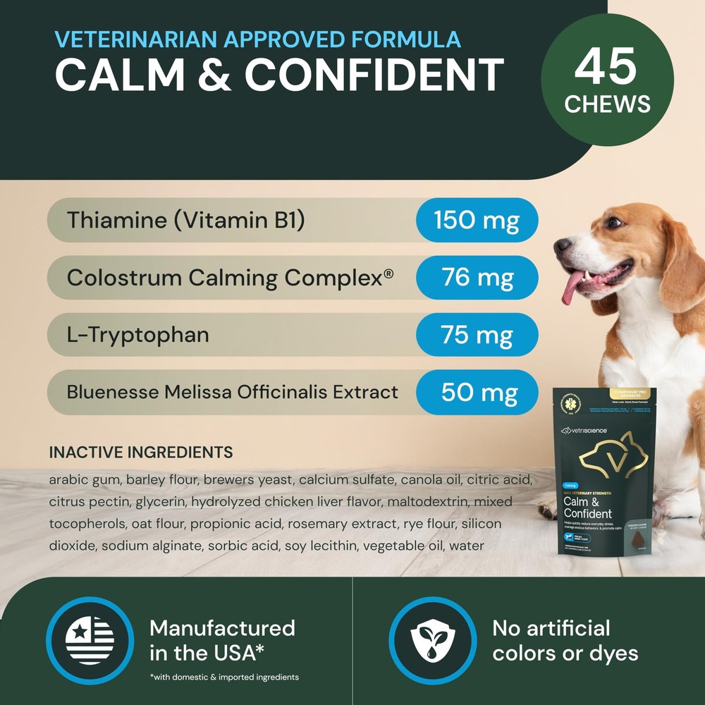VETRISCIENCE Max Veterinary Strength Calm & Confident Chews - Stress 45