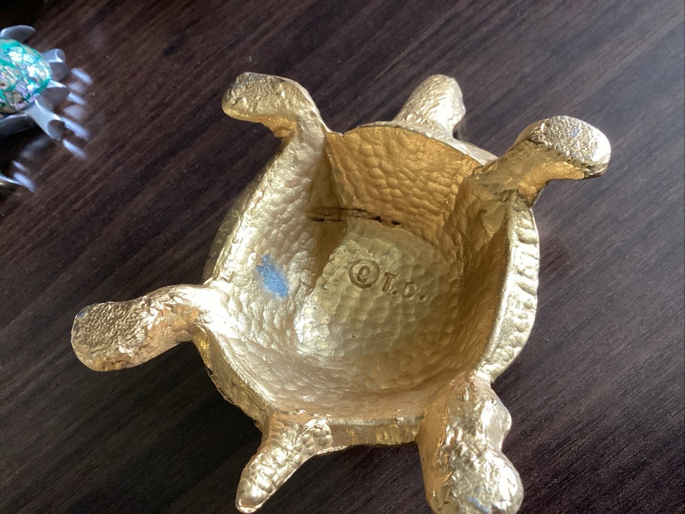 Pre-Owned Brass Turtle Signed T.C.