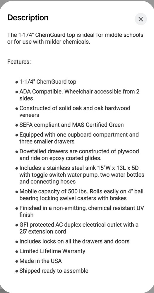 NextGen ADA Mobile Lab Unit Workbench with Sink and Faucet.