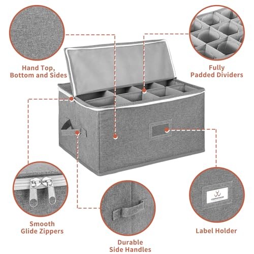 Holds 12 - Stackable Hard Shell Organizer with Wine Glass Storage Box