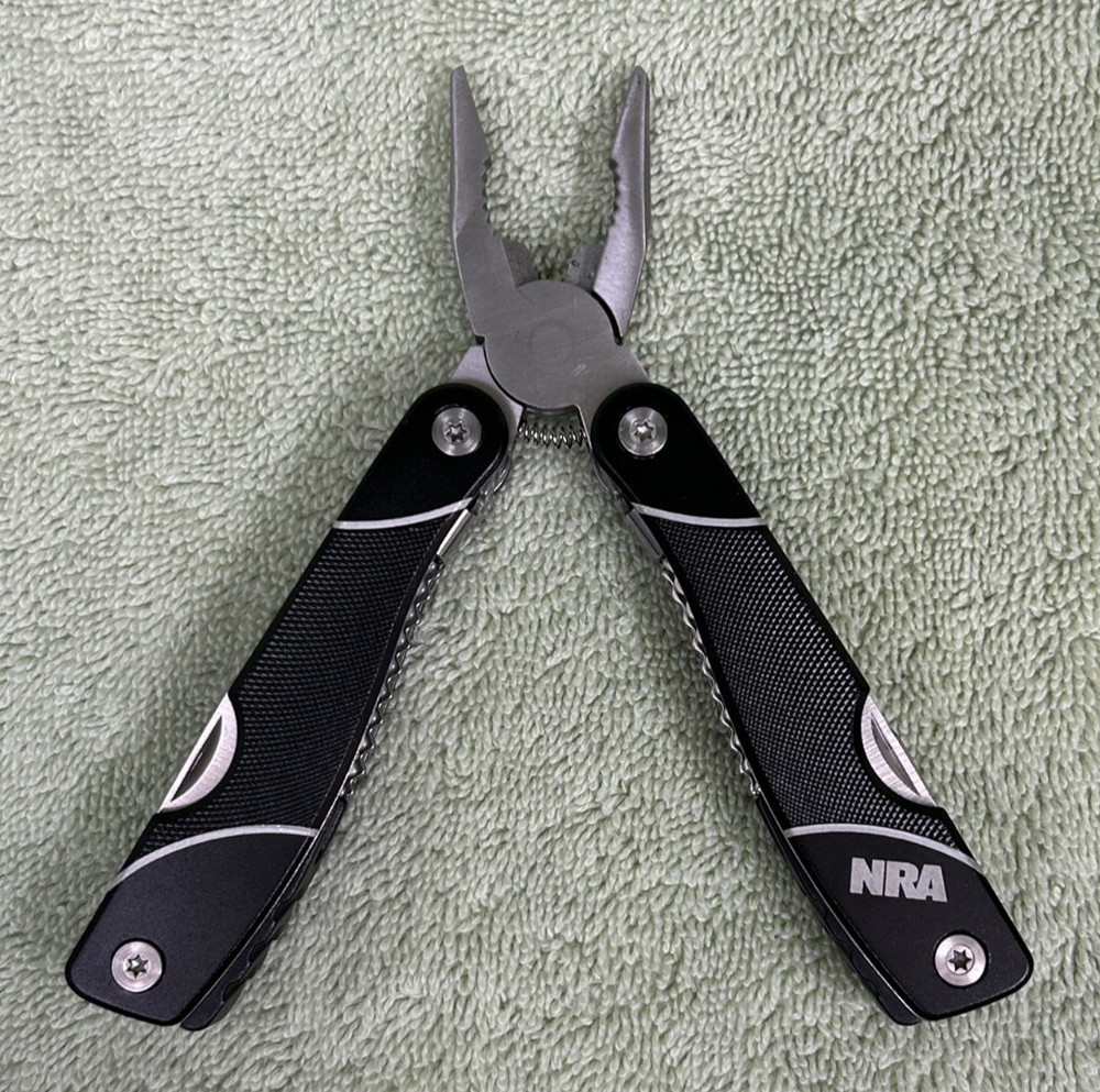NRA Black Pocket Multi-Tool with 9 Tools with Textured Handle