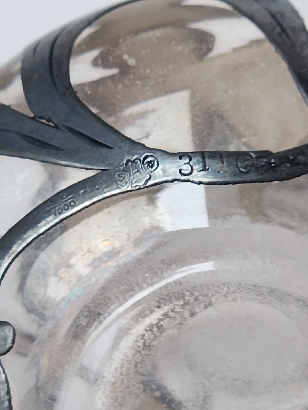 Antique Sterling Silver Overlay Art Nouveau Perfume Bottle Iris Flower READ