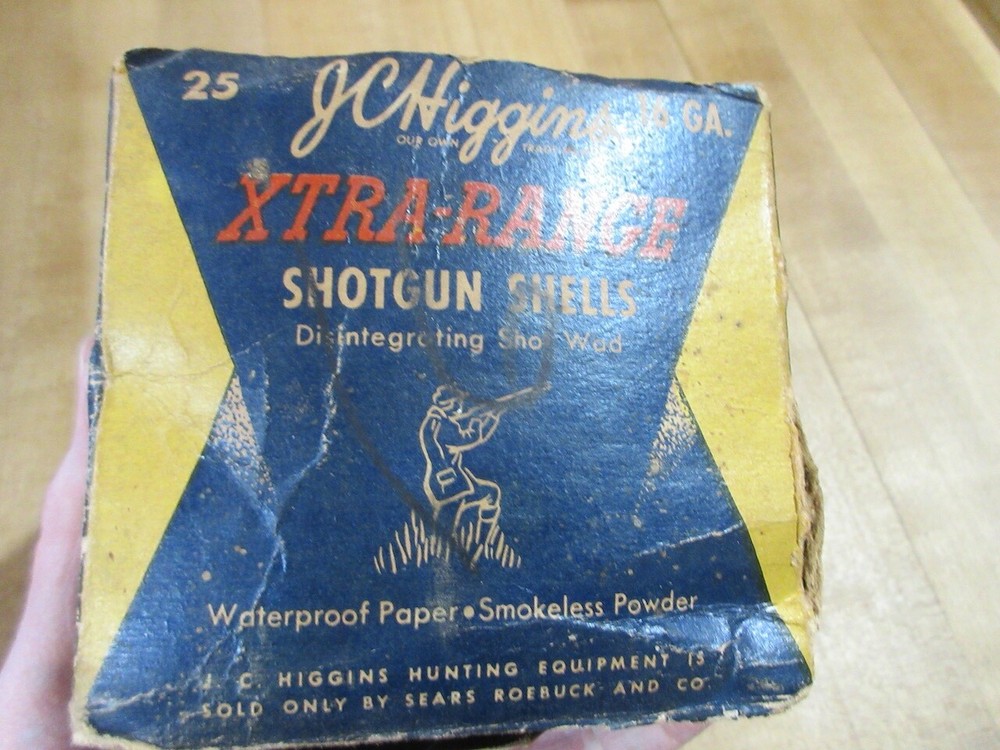 Vintage Empty J C Higgins Xtra Range 16 ga shotshell box