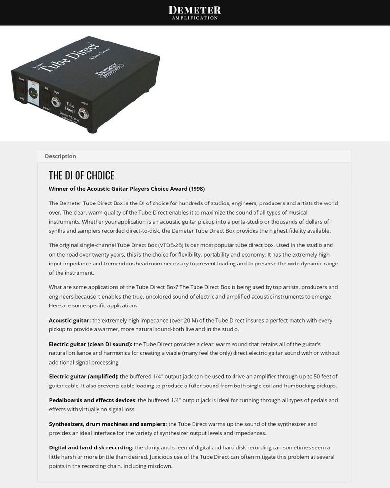 Demeter VTDB-2b Tube Direct box