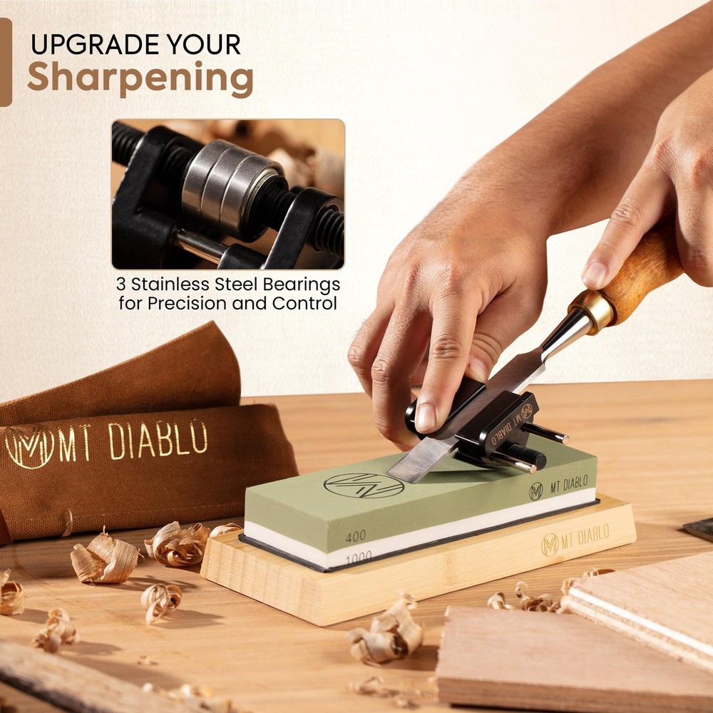 Mt Diablo Chisel Sharpening Kit Precision Honing Guide for 1/4" to 2" Chisel...