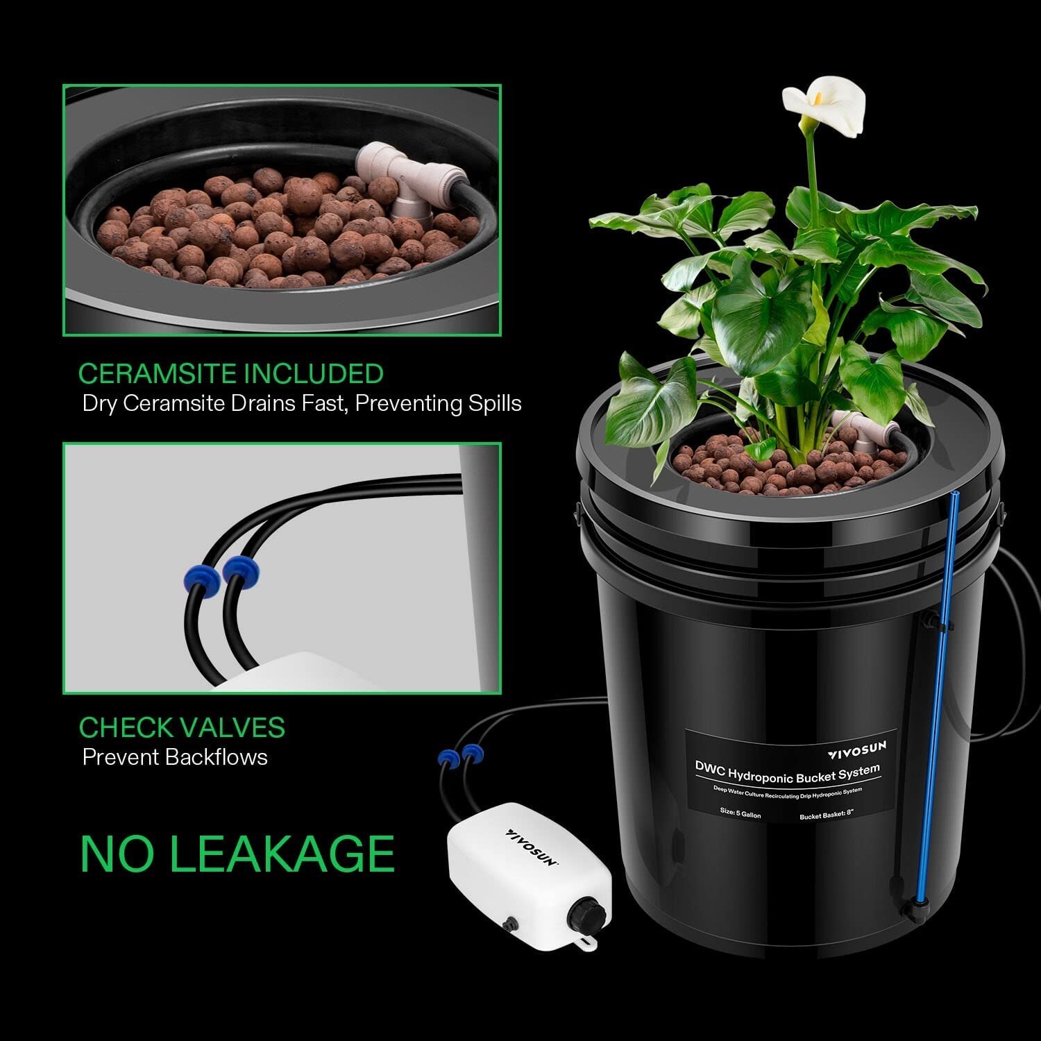 VIVOSUN 8 Bucket 5 Gal DWC Hydroponics Grow System w/ Top Drip Kit