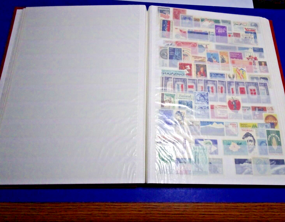 LINDNER STOCK BOOK RED HARD COVER 2 SIDED 16 PAGE WHITE 10 STRIPES PER PAGE SEAL