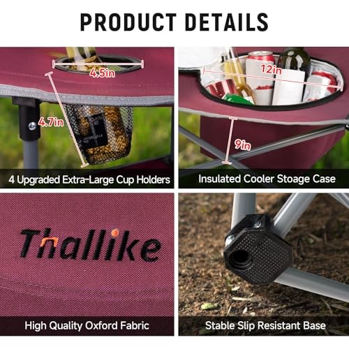Portable Lightweight Folding Camping Table - Collapsible Foldable Picnic Red