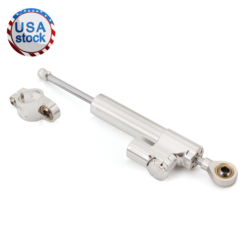 Motorcycle Steering Damper Stabilizer Linear Reversed Safety Control Silver