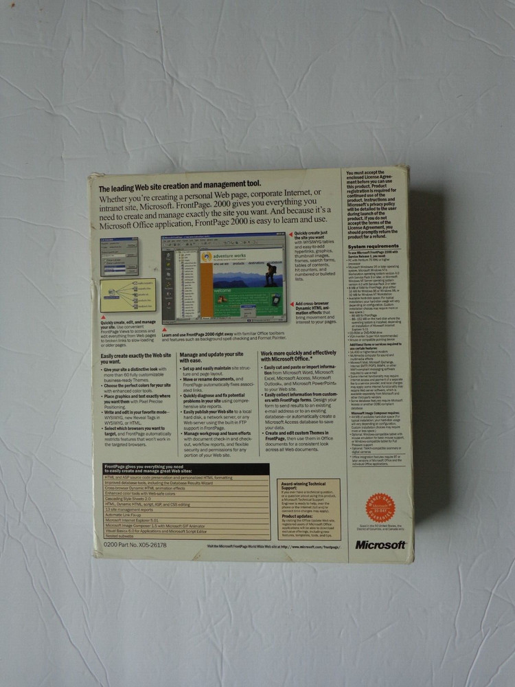 Microsoft FrontPage 2000 For Windows Web Site Software