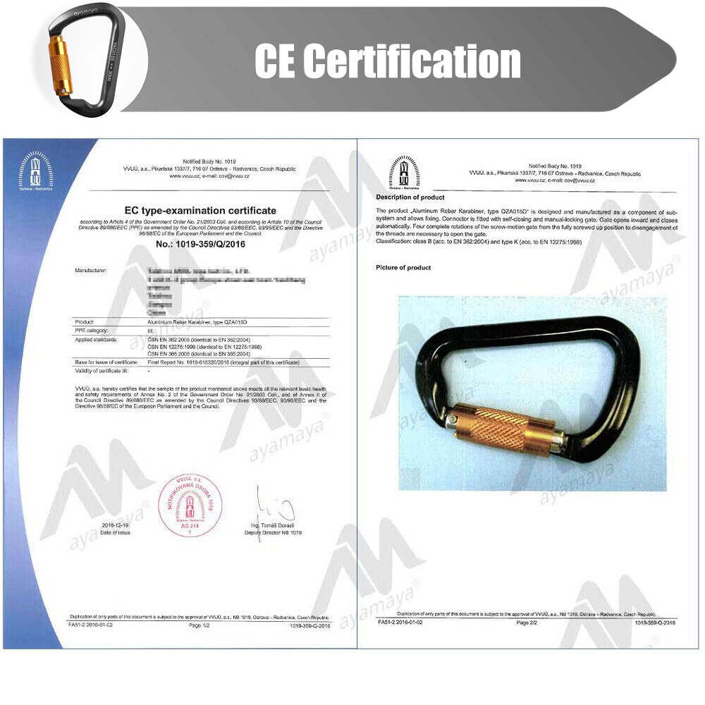 30KN Heavy Duty Auto Locking Climbing Carabiner Aluminum D Ring Clips Twist Lock