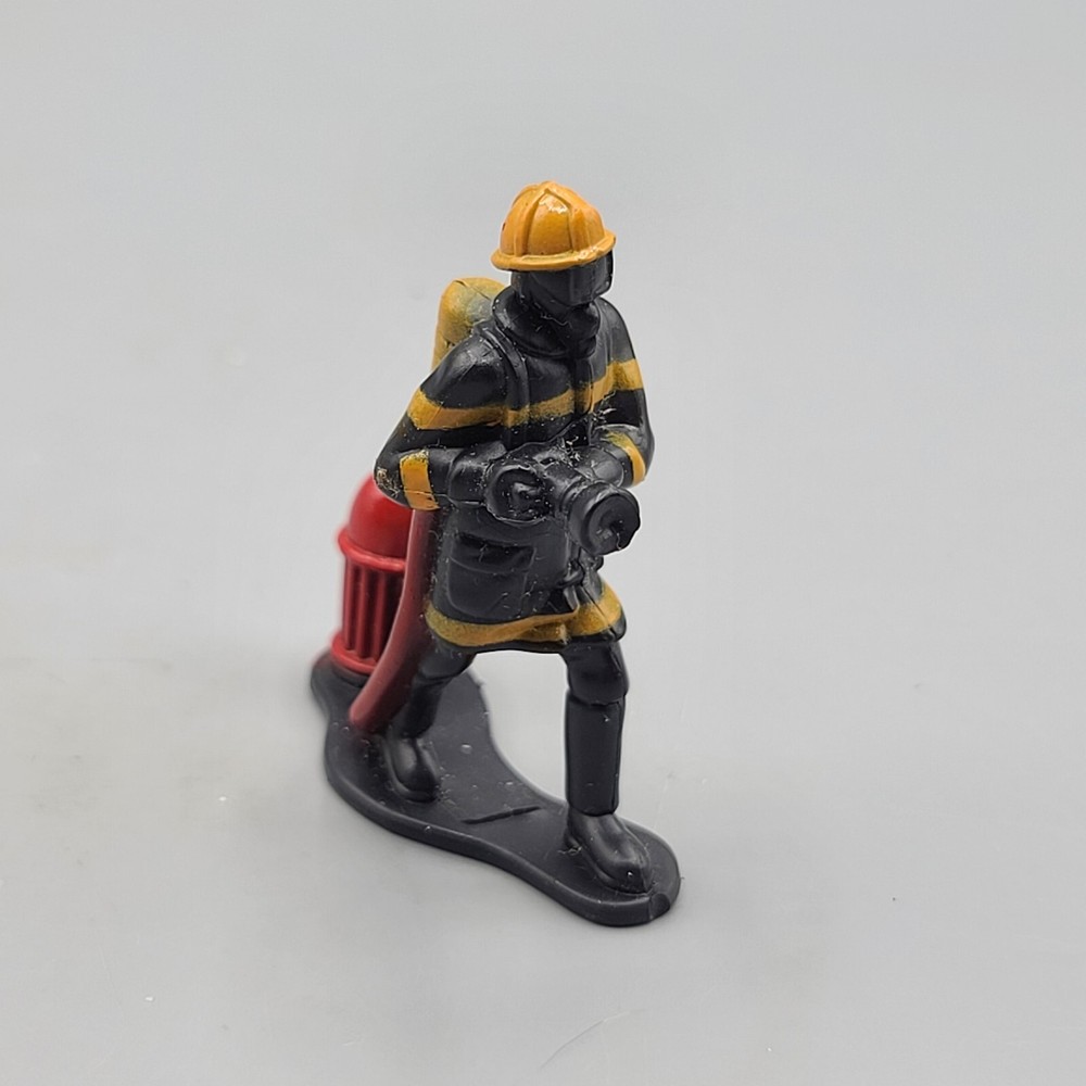 Vintage Fireman Figurines Black Plastic Fire Hydrant