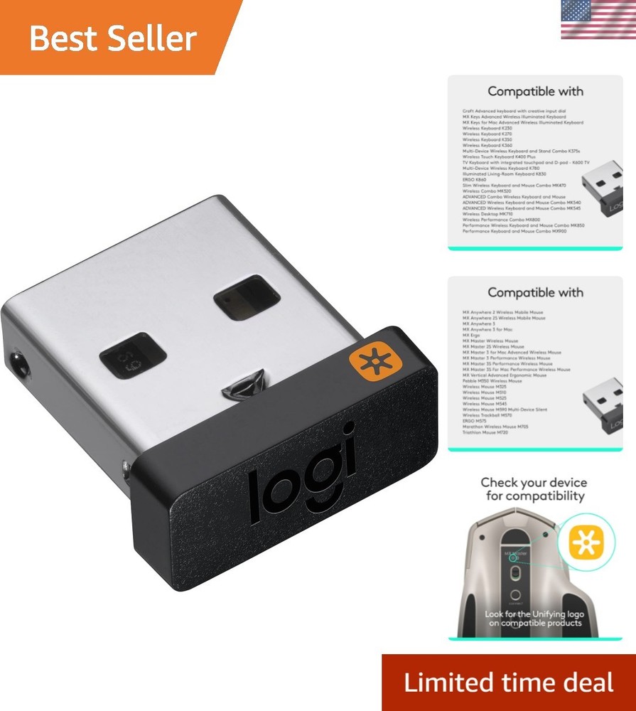Compact USB Unifying Receiver - Perfect for Gaming and Business with 33ft Range