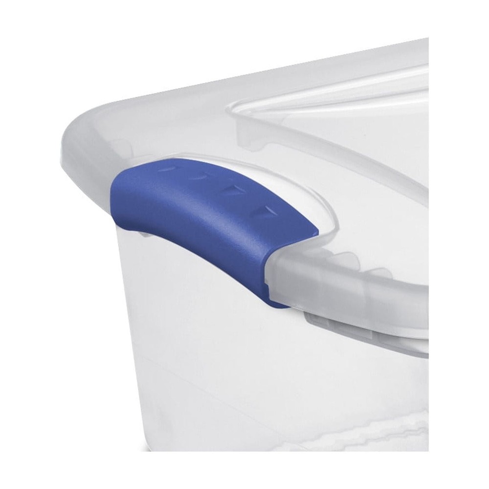 Sterilite 15 Quart Blue Latching Lid Clear Storage Container Bin Single