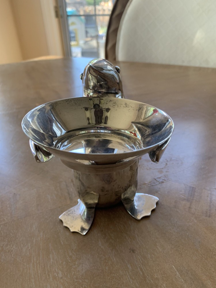 Restoration Hardware Silver Plate Penguin Butler Candy Dish Keys Nuts