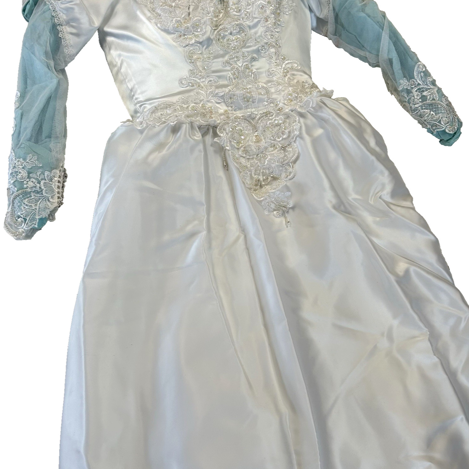 Lifetime of Loveliness Vintage 80s White Lace Long Sleeve Wedding Dress sz 10