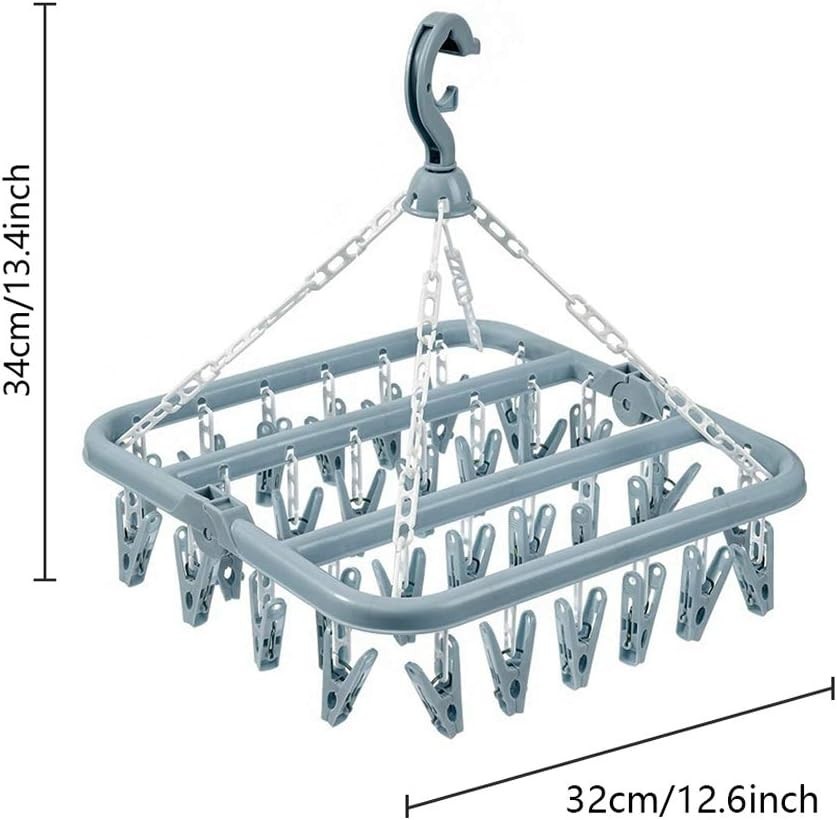 Lightweight 32-Clip Hanging Drying Rack: Foldable & Easy Storage Solution