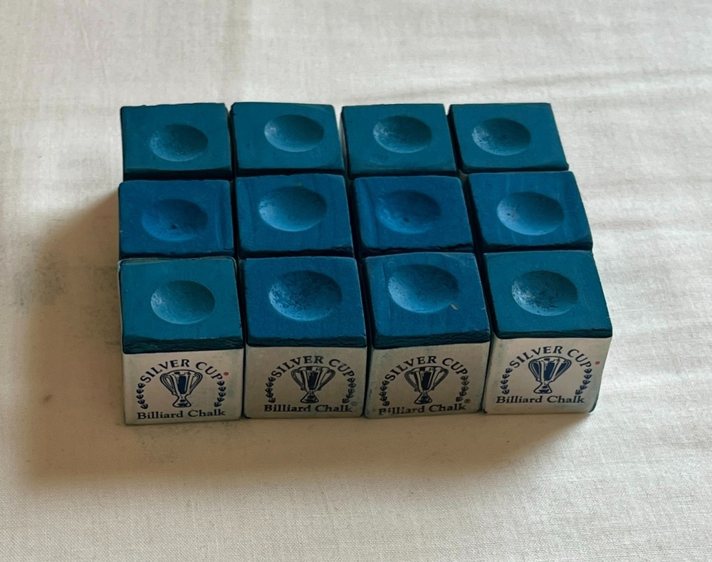 Silver Cup Billiard Chalk - Dozen Bulk Blue (12 Cubes)