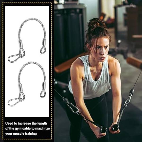 2 pcs 10" Gym Extension Cables, Rope Attachment for Cable Machine LAT Pulldown.