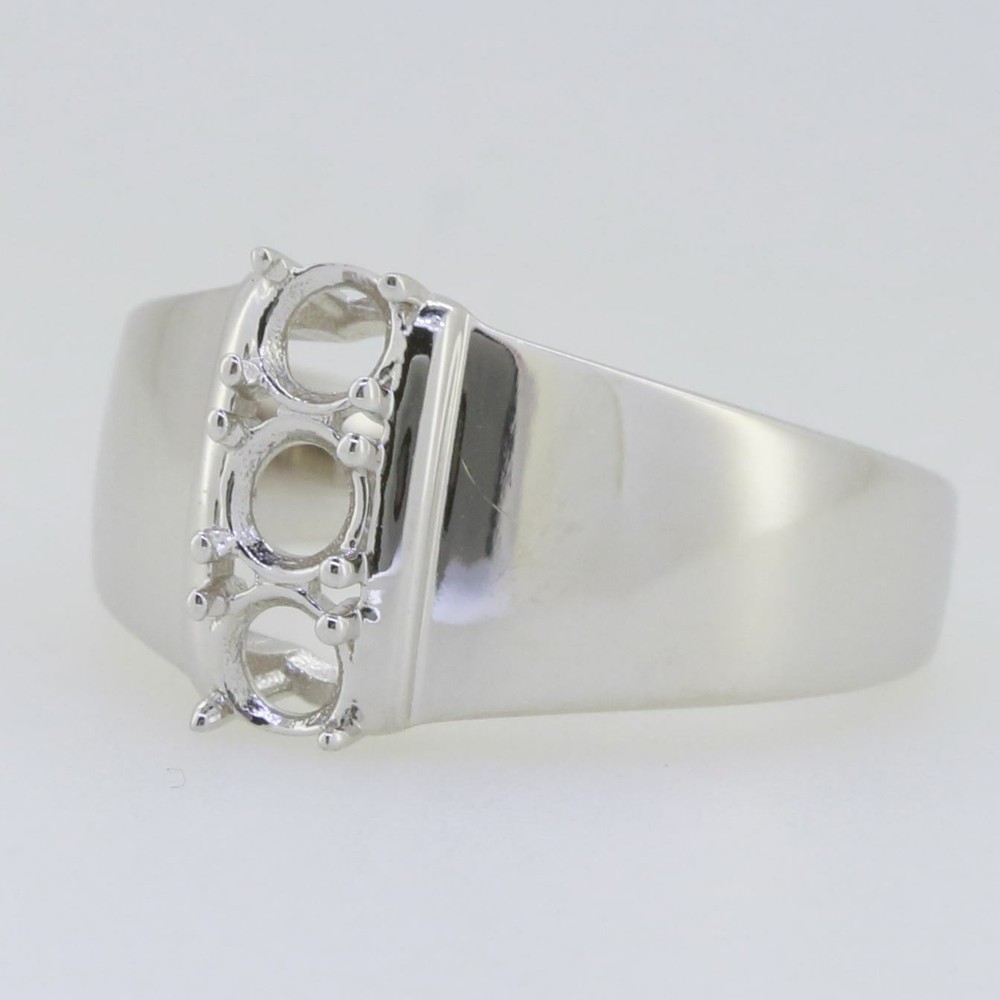 Sterling Silver Semi Mount Ring Setting Round RD 4x4mm White Topaz